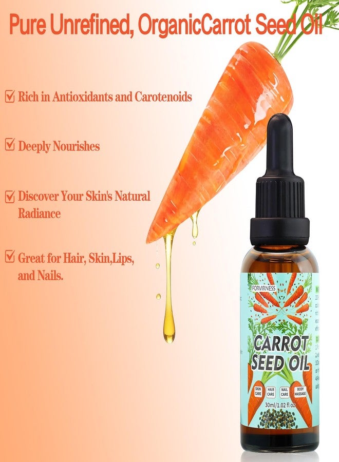 forvirness 3Pack Carrot Seed Oil, Pure Unrefined Cold Pressed Daucus Carota Moisturizer for Hair Skin and Nails, Carrot Seed Moisturizer with Caratone for Face and Lip Care, Body Massage oil - Image 2